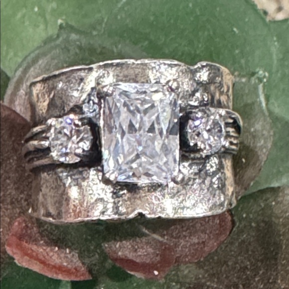 Silver Israel CZ Band Ring